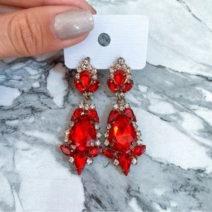 Red Rhinestone Earrings